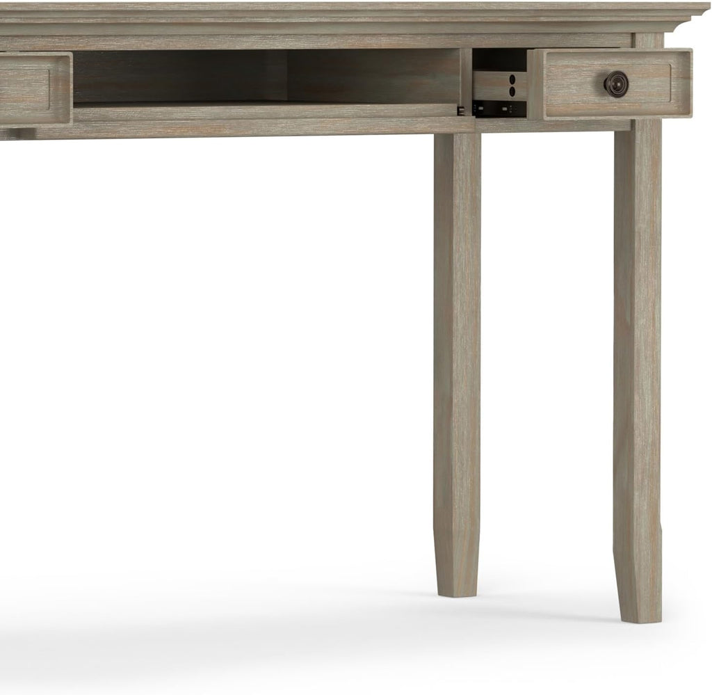 SIMPLIHOME Amherst Desk and Bookcase Bundle - 54 inch Wide Solid Wood Desk with Drawers and 30 inch Wide 5-Shelf Bookcase in Distressed Grey, Transitional Home Office Furniture (Set of 2)