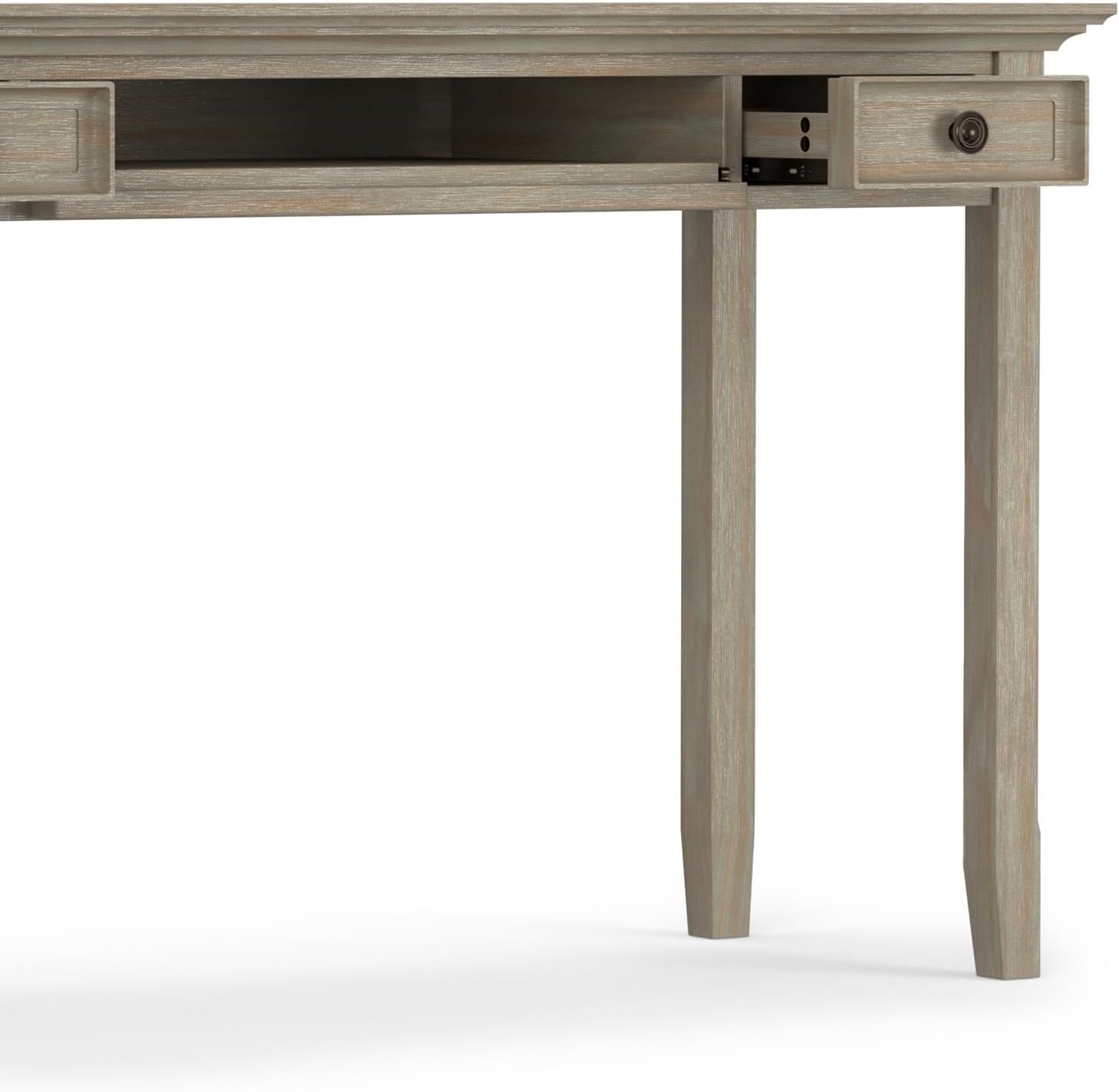SIMPLIHOME Amherst Desk and Bookcase Bundle - 54 inch Wide Solid Wood Desk with Drawers and 30 inch Wide 5-Shelf Bookcase in Distressed Grey, Transitional Home Office Furniture (Set of 2)