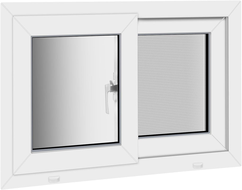 NOOTA EasyWing Basement Window 36' x 24' Double Tempered Glass, Removable Flange, Vinyl Sliding Window
