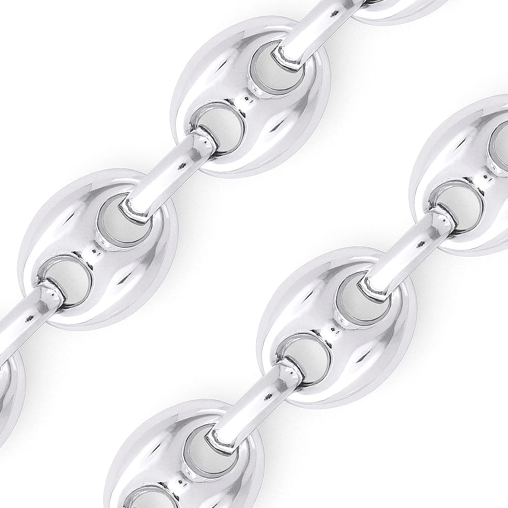 Alfred & Vincent 3.5mm Puffed Marina/Mariner Link Italian Chain Necklace in .925 Sterling Silver