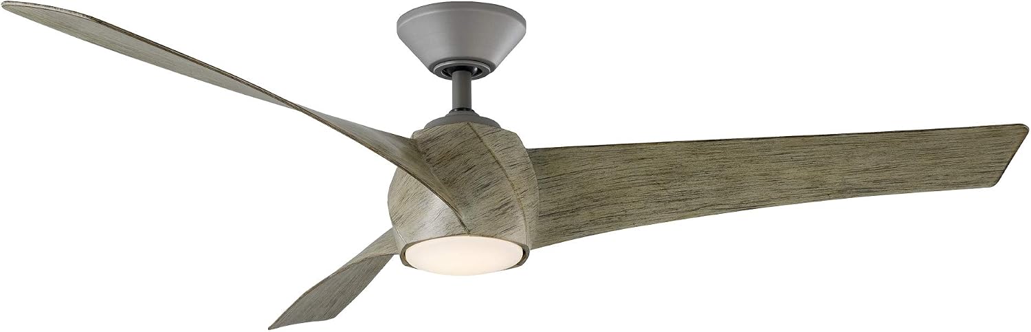 Modern Forms Twirl Smart Indoor and Outdoor 3-Blade Ceiling Fan 58in Graphite Weathered Wood 2700K LED Light Kit and Remote Control worksworks with Alexa and iOS or Android App