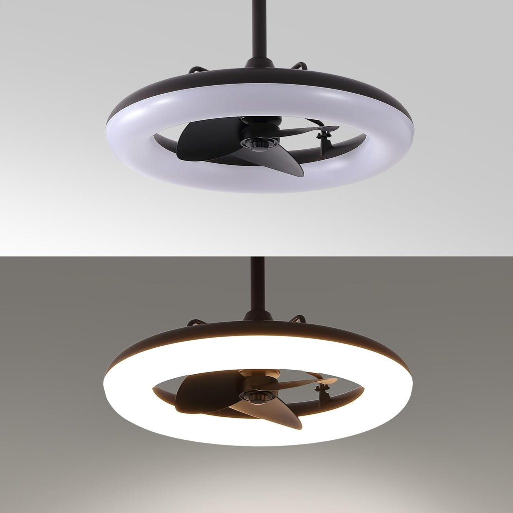 OVAL AIR AIR8001A Piero 21.5' Contemporary Minimalist 6-Speed Metal Mobile-App/Remote-Controlled Dimmable Smart Integrated LED Ceiling Fan Bedroom, Living Room, Dining Room, Deep Espresso Bronze