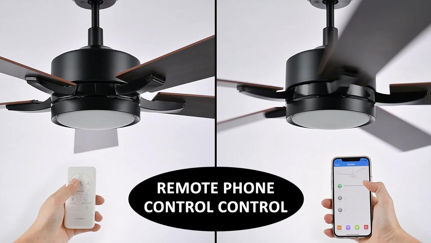 SMAFAN 52' Ceiling Fan with Light and Remote, 10 Speeds Reversible DC Motor Outdoor Ceiling Fan, 3 Light Colors Dimmable, Compatible with Alexa, Siri & Google Home, Dark Walnut & Reddish brown