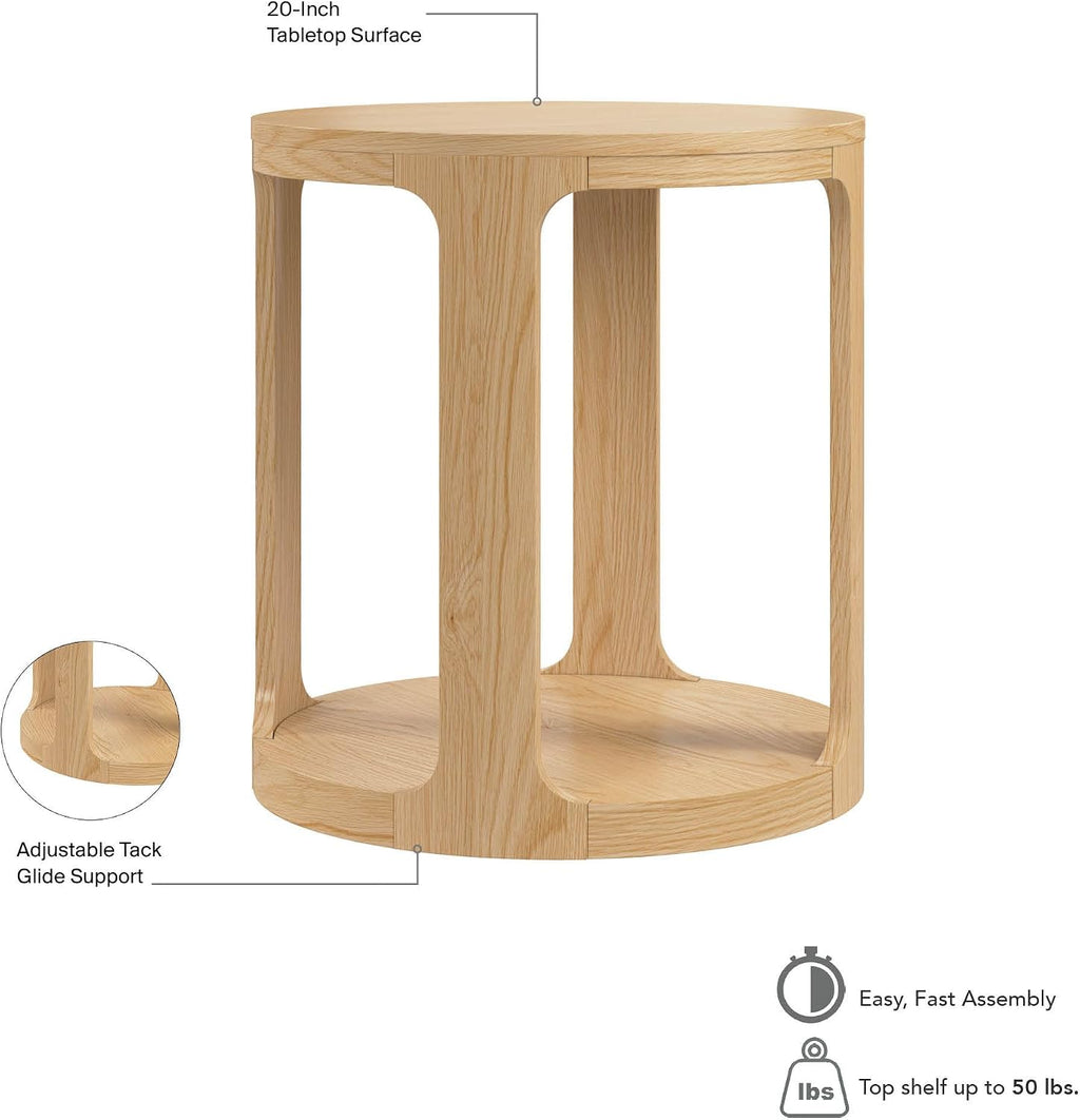 Bush Home Vera Small Round End Table, Living Room Furniture, Vera Collection, Natural White Oak
