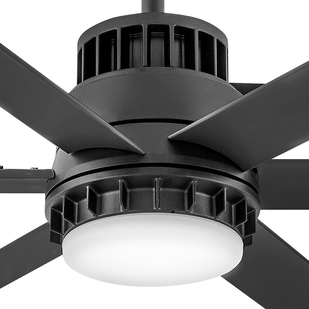 Hinkley Draftsman 60' Indoor/Outdoor Smart Ceiling Fan with Light and Remote, Industrial Windmill Style with Alumninum Fan Blades, Integrated LED, Matte Black