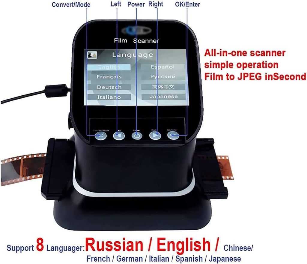 Portable Film Scanners, 120 High Resolution Film Scanner, Convert 35mm, 135, 126, 127 Negative & Slides to Digital JPEG, 4.3 Inch LCD Screen Digital Photo Converter, Fast Scanning,Black