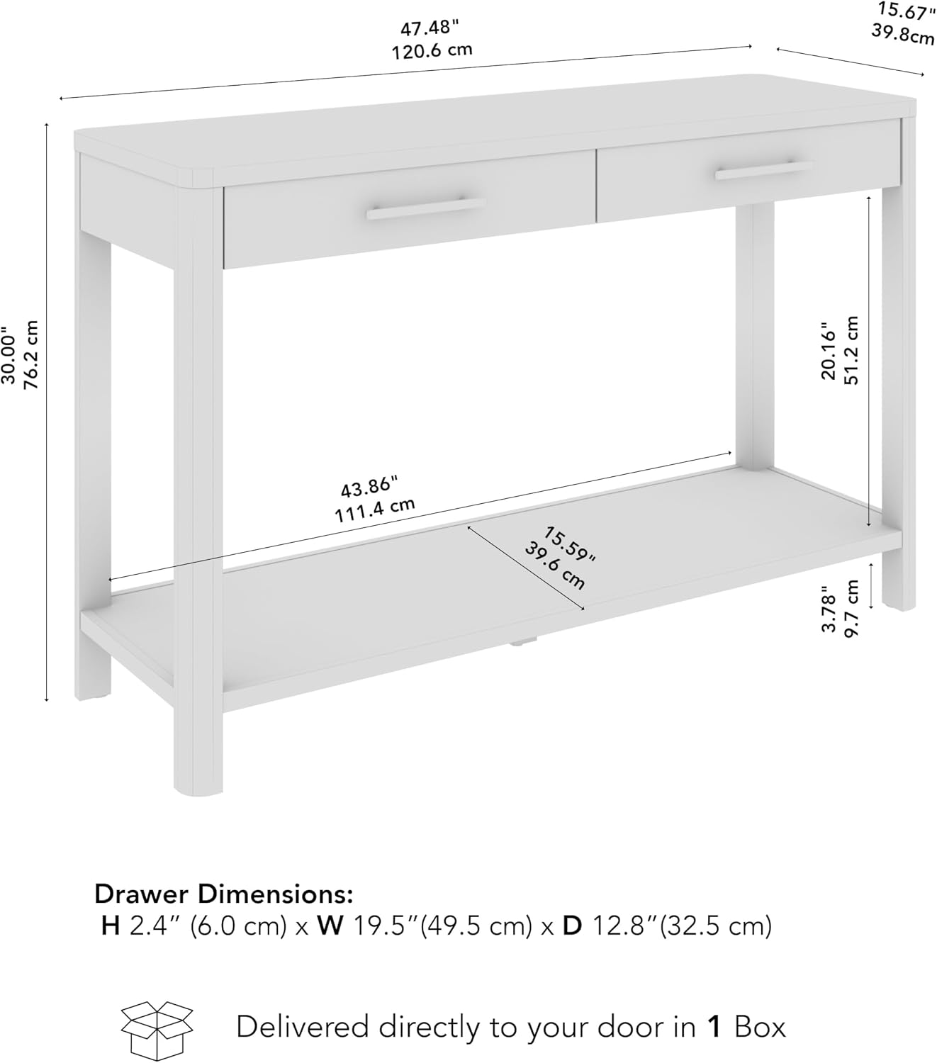Bush Home Vera Console Table, Living Room or Entryway Furniture, Vera Collection, Natural White Oak