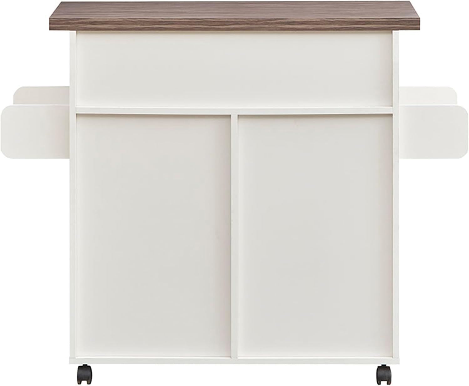 Deluxe Mobile Kitchen Island Cart with Water Resistant Top, Storage Cabinets, Adjustable Shelves, Spice Rack & Paper Towel Holder, Coffee Bar or Rolling Kitchen Cart with and Locking Wheels