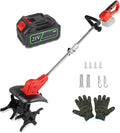 21V Cordless Tiller Cultivator, 300 RPM Electric Garden Rototiller with 4.0Ah Batteries & Charger, 9In Tilling Width and 9In Depth Garden Tiller with 16 Steel Tines for Yard, Soil Digging