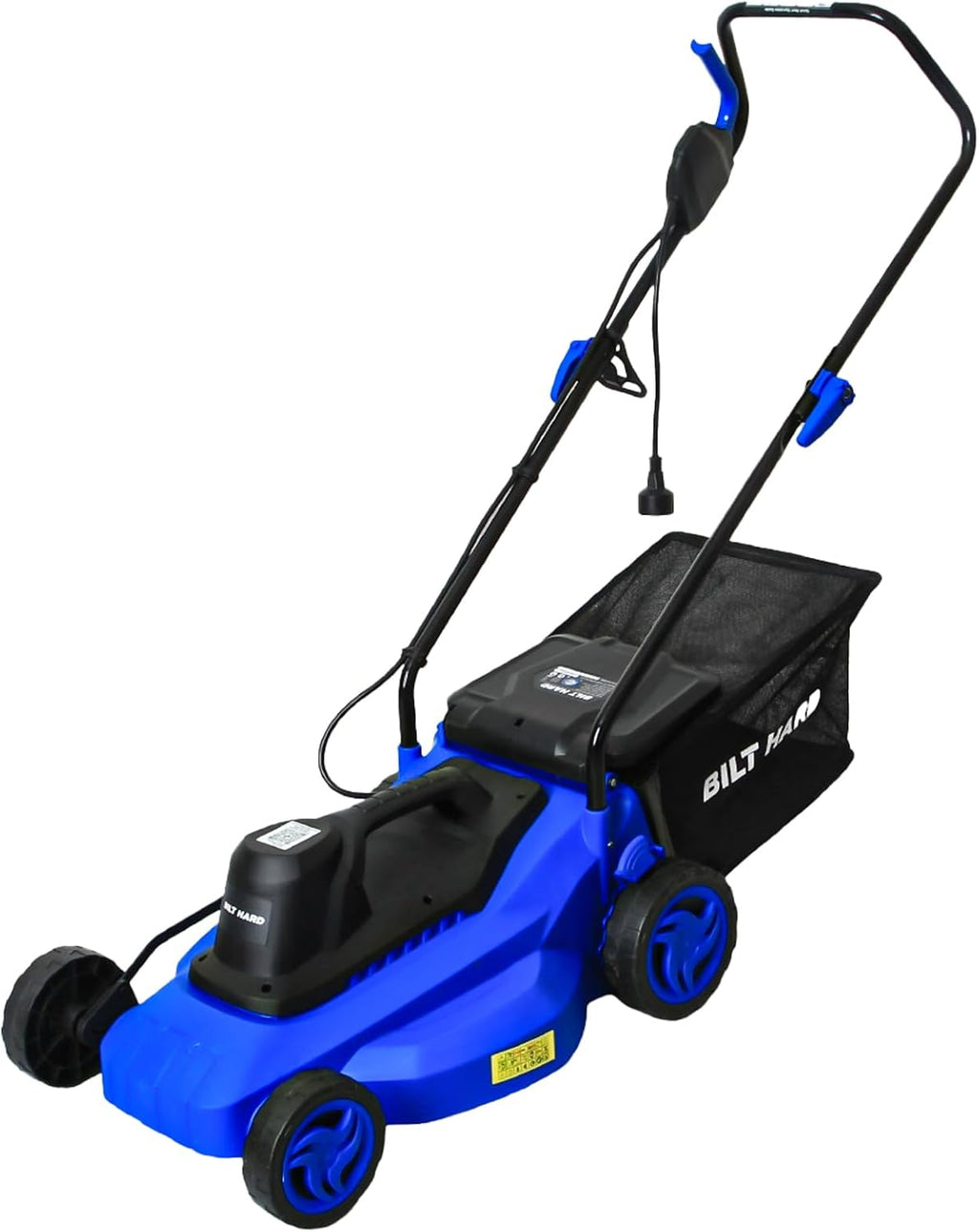 BILT HARD 15' Corded Electric Lawn Mower, 11A Motor 3300RPM Push Mower with 35L Grass Bag, 5 Height Adjustments (1'-3'), Lightweight & Foldable Handle for Small Yards