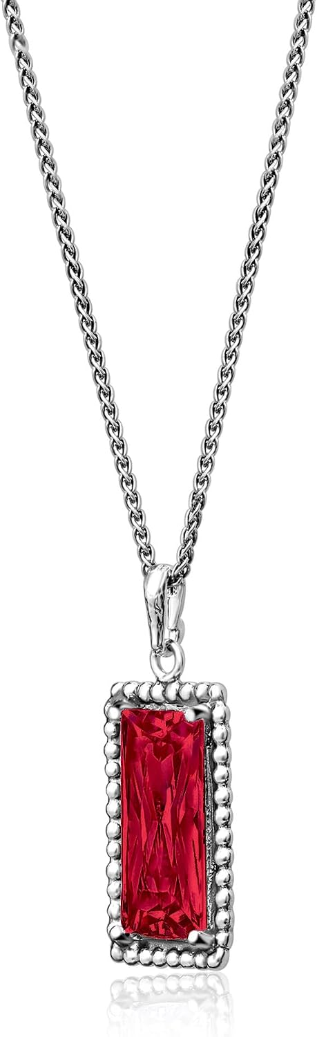 JEAN RACHEL JEWELRY 925 Sterling Silver Necklace for Women - Baguette with Cubic Zirconia Vintage Design - Hypoallergenic, Lead & Nickel Free - Artisan Handcrafted Statement Necklace
