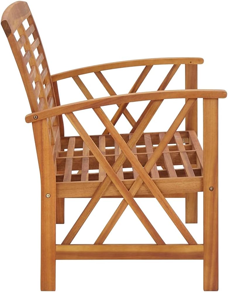3 Piece Patio Furniture Sofa Seat Set, Outdoor Solid Acacia Wood Patio Conversation Table Chair Set for Garden, Backyard, Poolside,-522