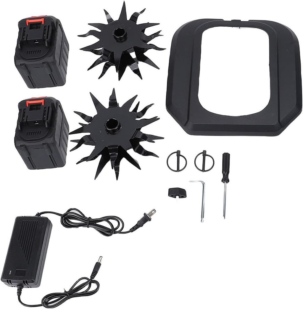 Cordless Tiller Cultivator 170mm Depth, Battery Powered Electric Garden Tiller - 360RPM Power, Lightweight Ergonomic Design, Ideal for Gardening