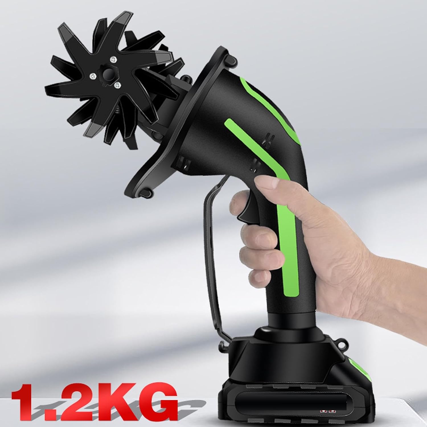 Luocute Cordless Tiller Cultivator, Rechargeable Electric Garden Tiller with 2 x 1500mAh Batteries, 235RPM Speed 3.9In Tilling Width and Depth for Lawn Gardening Soil Cultivation (US Plug)