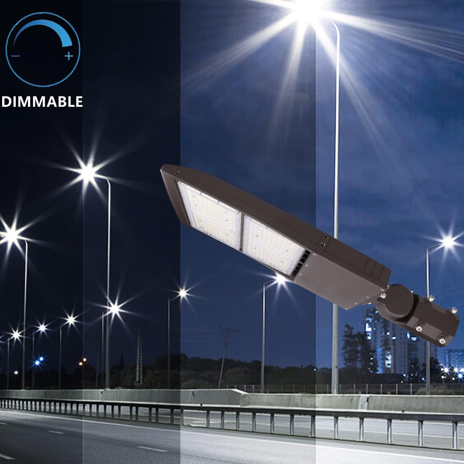 300W Dimmable LED Parkig Lot Light with Slip Fitter, 5000K 42000Lm 1000W HPS/HID Equiv., [Dusk to Dawn Photocell&Shorting Cap Included] UL Outdoor Commercial LED Parking Lot Lighting Fixture