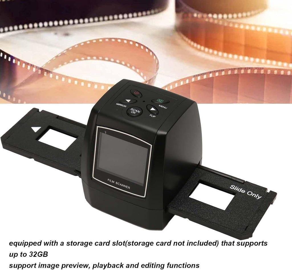 2.36inch LCD Screen Film and Slide Scanner, Film Scanner Convert 35mm/135mm Negatives & Slides to 5MP JPEG Images, Adjustable Brightness, Photo, Slide, and Negative Scanner