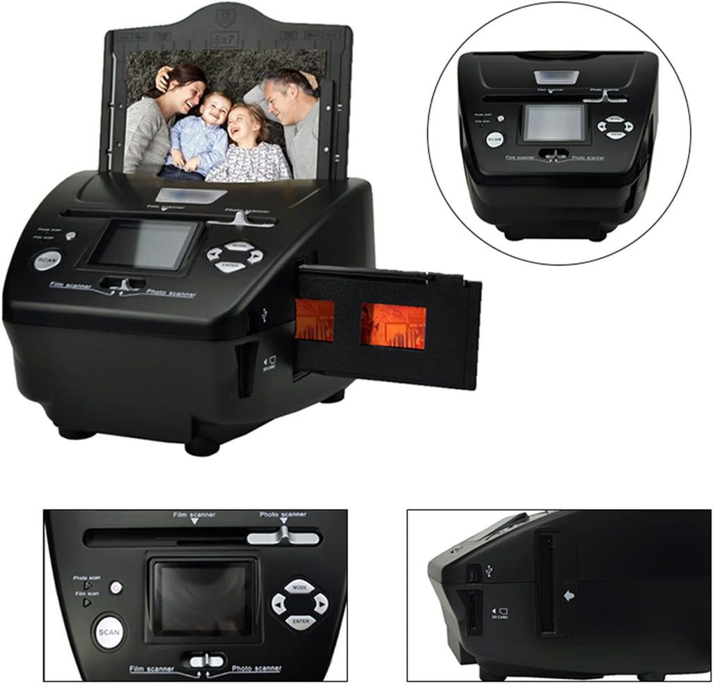 16MP Film & Slide Scanner, All-in-1 Slide Viewer with LCD Screen, SD Card Slot, Converts 35mm 135 110 126 /Slides/Negatives to Digital JPG Photos