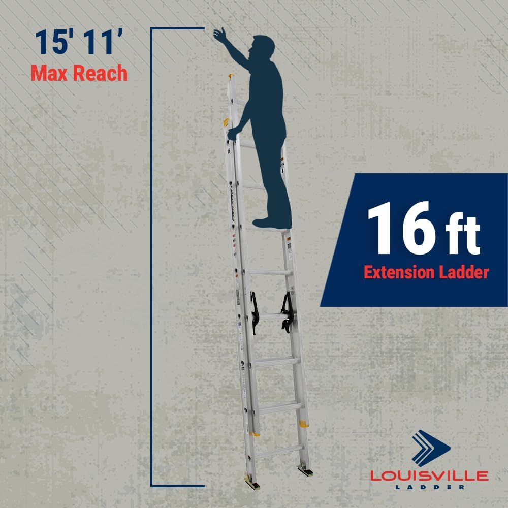 Louisville Ladder 16-foot Aluminium Extension Ladder, 250-Pound Load Capacity, Type I, AE3216