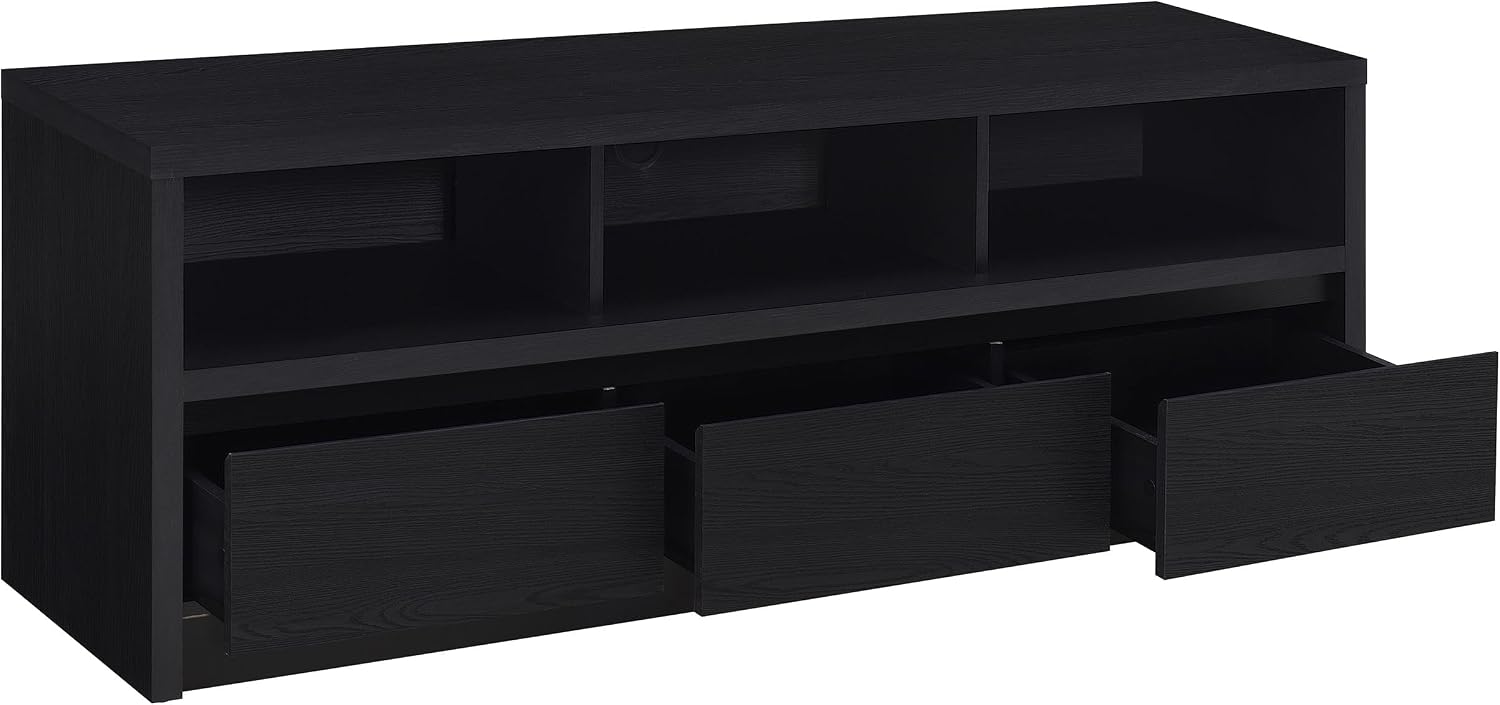 Coaster Home Furnishings Rutland 59-Inch TV Stand and Media Console Black, 3-Drawer Entertainment Center