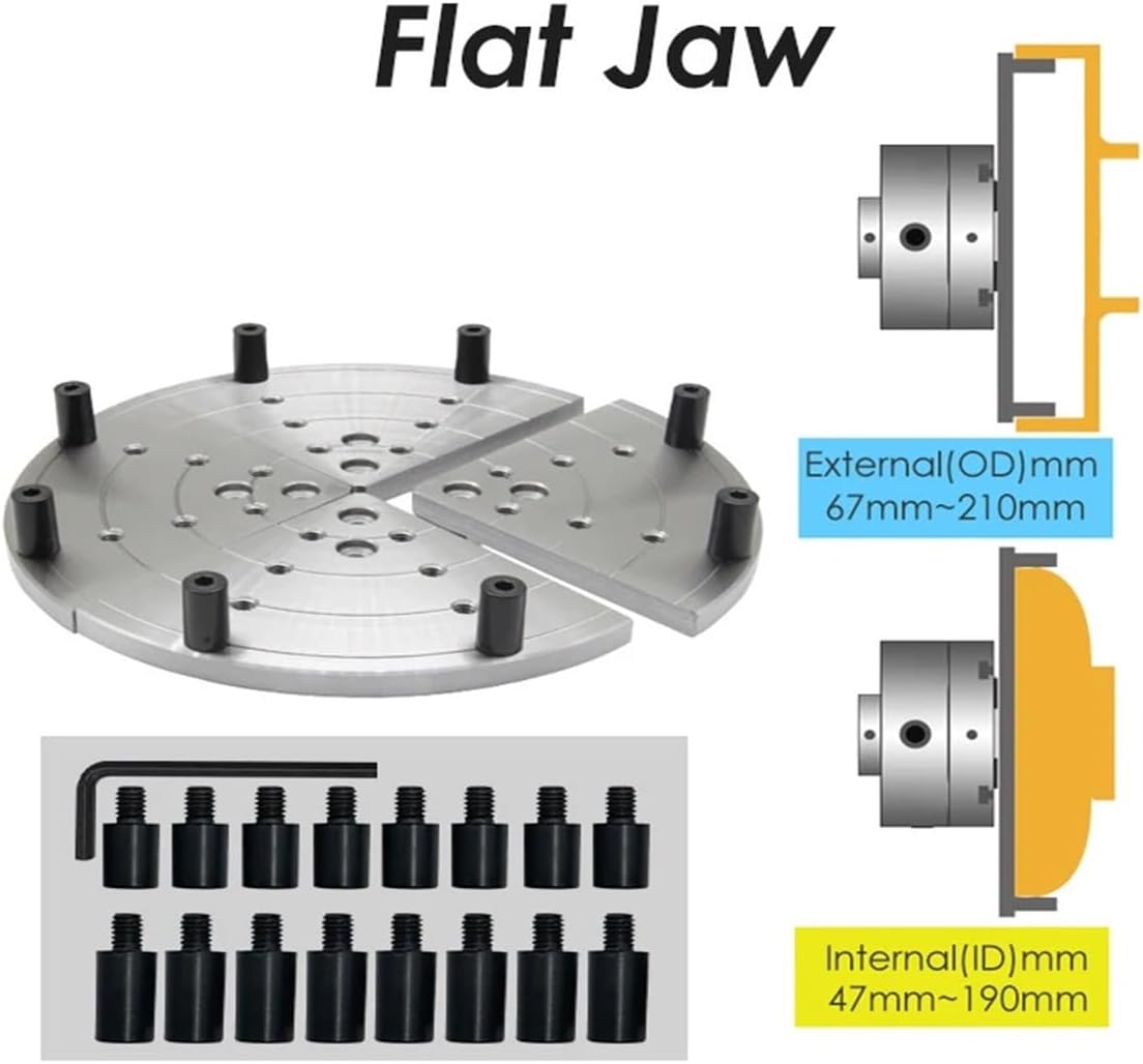 4' Wood Lathe Chuck Step Jaw - High Precision CNC Machined Steel for Enhanced Clamping and Durability,1pcs(Flat Jaw)