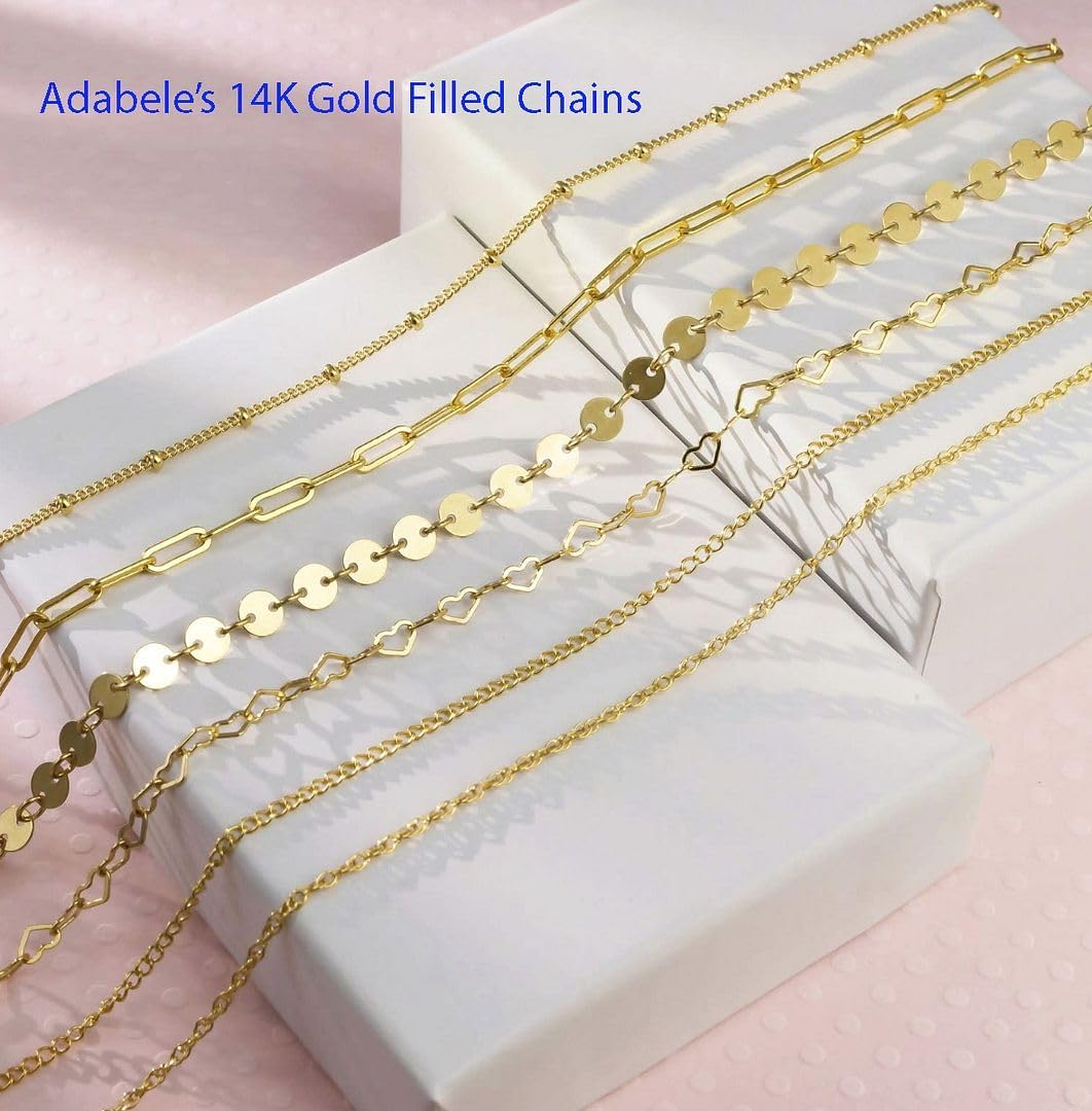 Adabele 5 Feet Real 1/20 14K Gold Filled Unfinished Paperclip Cable Chain Link 2mm (0.08 Inch) Strong Bulk Non Tarnish