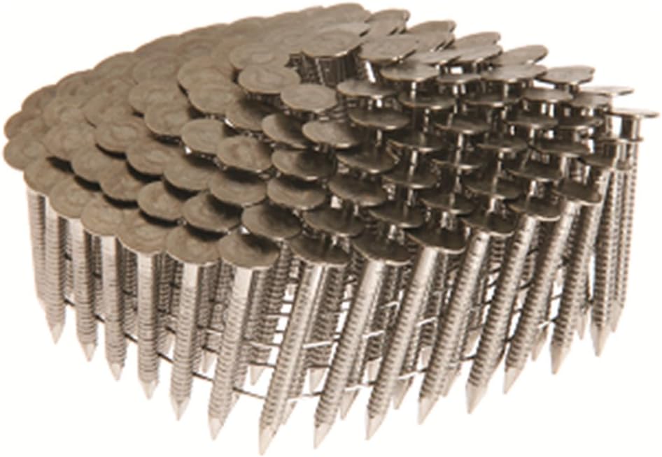Collated Nails 15 Degree Coil 304 Stainless Steel Roofing Nails (1-3/4' x 0.120' Roofing Nails 3600 Count Box)