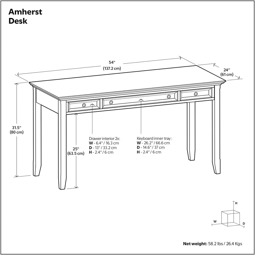 SIMPLIHOME Amherst Desk and Bookcase Bundle - 54 inch Wide Solid Wood Desk with Drawers and 30 inch Wide 5-Shelf Bookcase in Distressed Grey, Transitional Home Office Furniture (Set of 2)