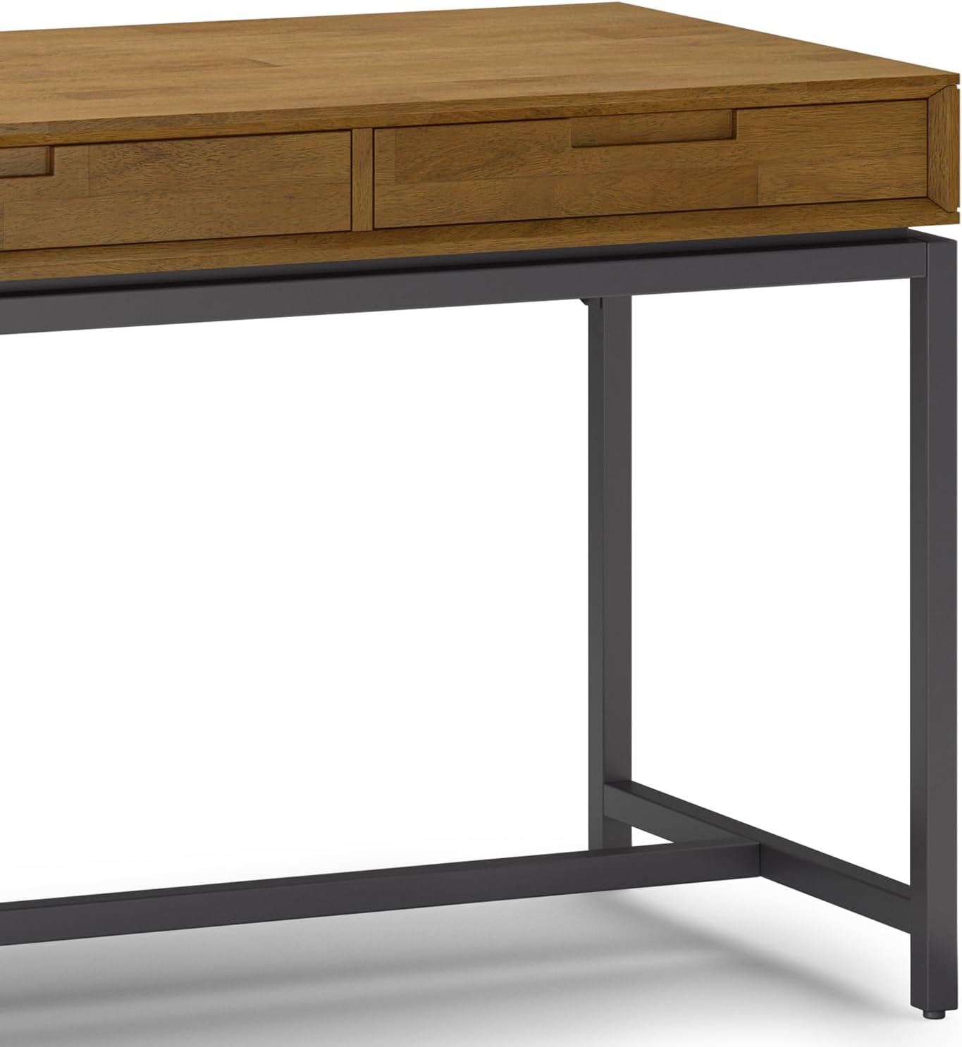 SIMPLIHOME Banting Desk - 72 Inch Wide Solid Wood and Metal Writing Desk in Medium Saddle Brown, Modern Industrial Home Office Computer Table for Study with 2 Drawers and Flip-Down Keyboard Tray
