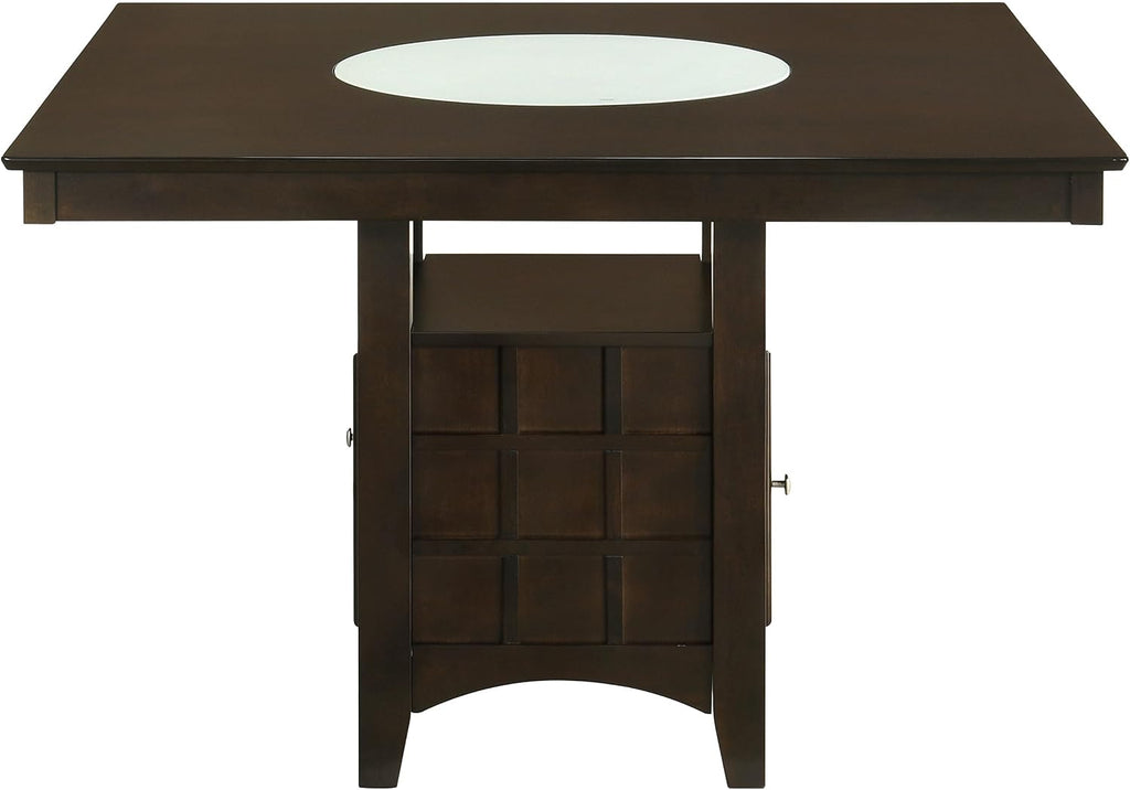 Coaster Home Furnishings - Gabriel - 7-Piece Counter Height Dining Set - Square Wood Table with Storage & 6 Upholstered Chairs - Dining Room & Kitchen - Cappuccino - 100438-S7A