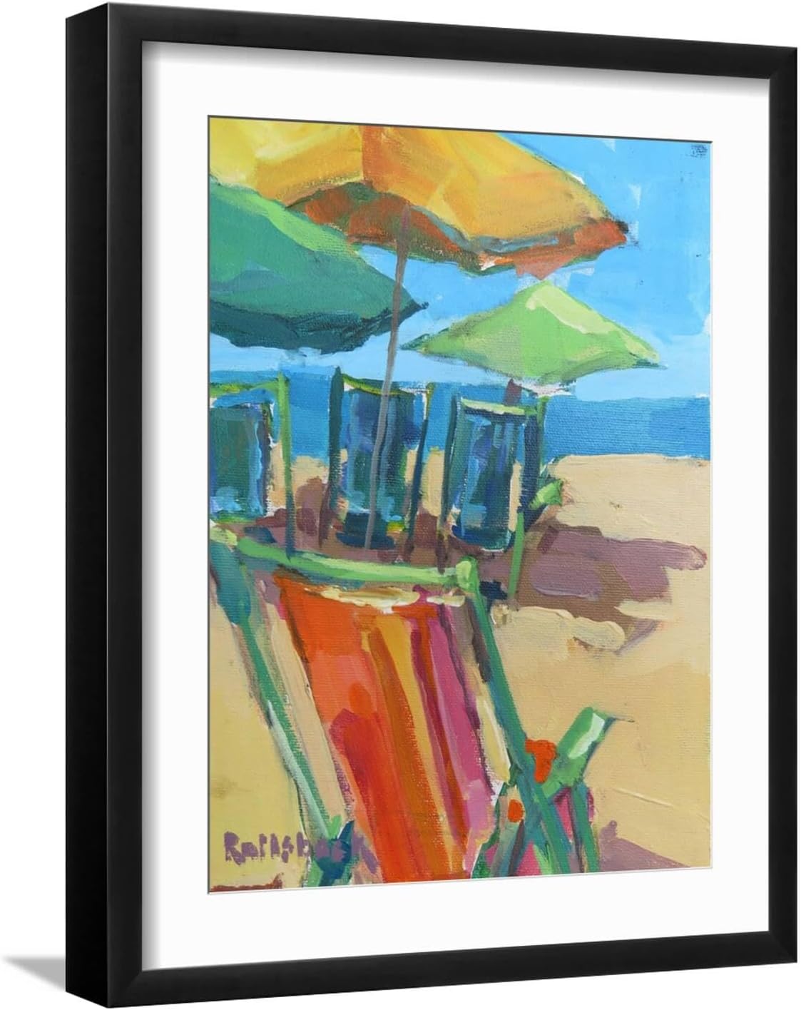 ART.COM Wall Art Print Beach Days on Black Frame by Page Pearson Railsback, 17' x 21'