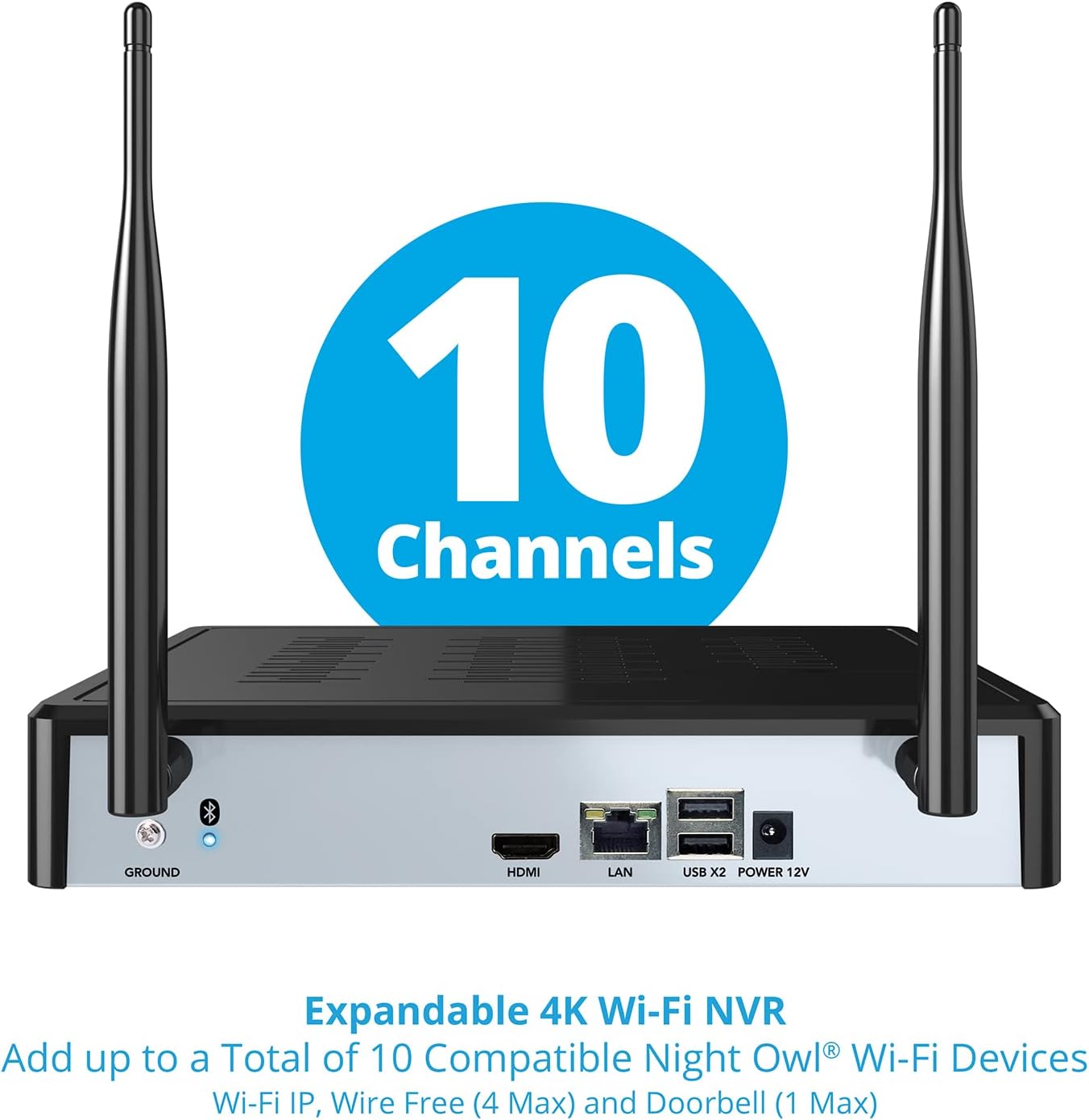 Night Owl 10 Channel Bluetooth Video Home Security Camera System with 3 Battery Powered 1080p HD Wire Free Indoor/Outdoor Cameras with 2-Way Audio and 1TB Hard Drive (Expandable up to 10 Cameras)
