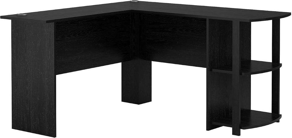 Ameriwood Home Dakota L-Desk with Bookshelves, Black Oak