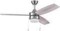Honeywell Ceiling Fans Berryhill, 48 Inch Ceiling Fan with Color Changing LED Light, Pull Chain, Dual Mounting Options, 3 Dual Finish Blades, Reversible Airflow - 51857-01 (Brushed Nickel)