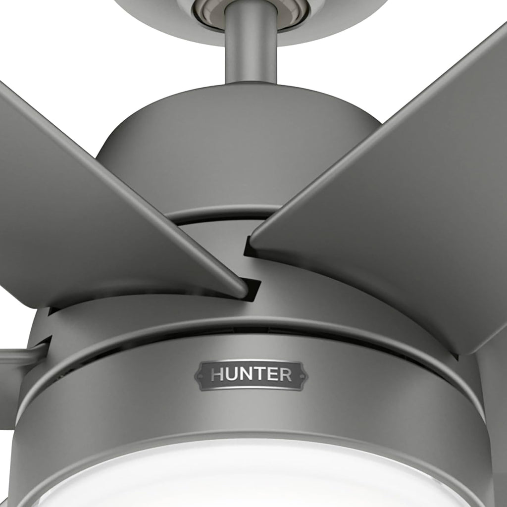 Hunter Fan 60 inch Casual Matte Silver Indoor/Outdoor Ceiling Fan with Lights for Patio, Farmhouse, Bedroom, Living Room/Family Room, Dining Room, Kitchen, Office (Renewed)