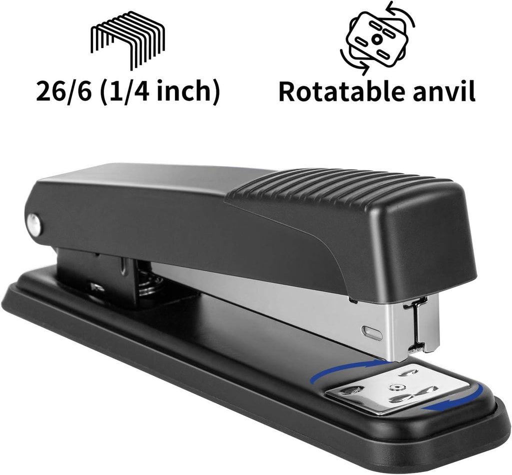 Amazon Basics Full-Strip Desktop Stapler, 20 Sheet Capacity, Non-Slip, Black, 12-Pack
