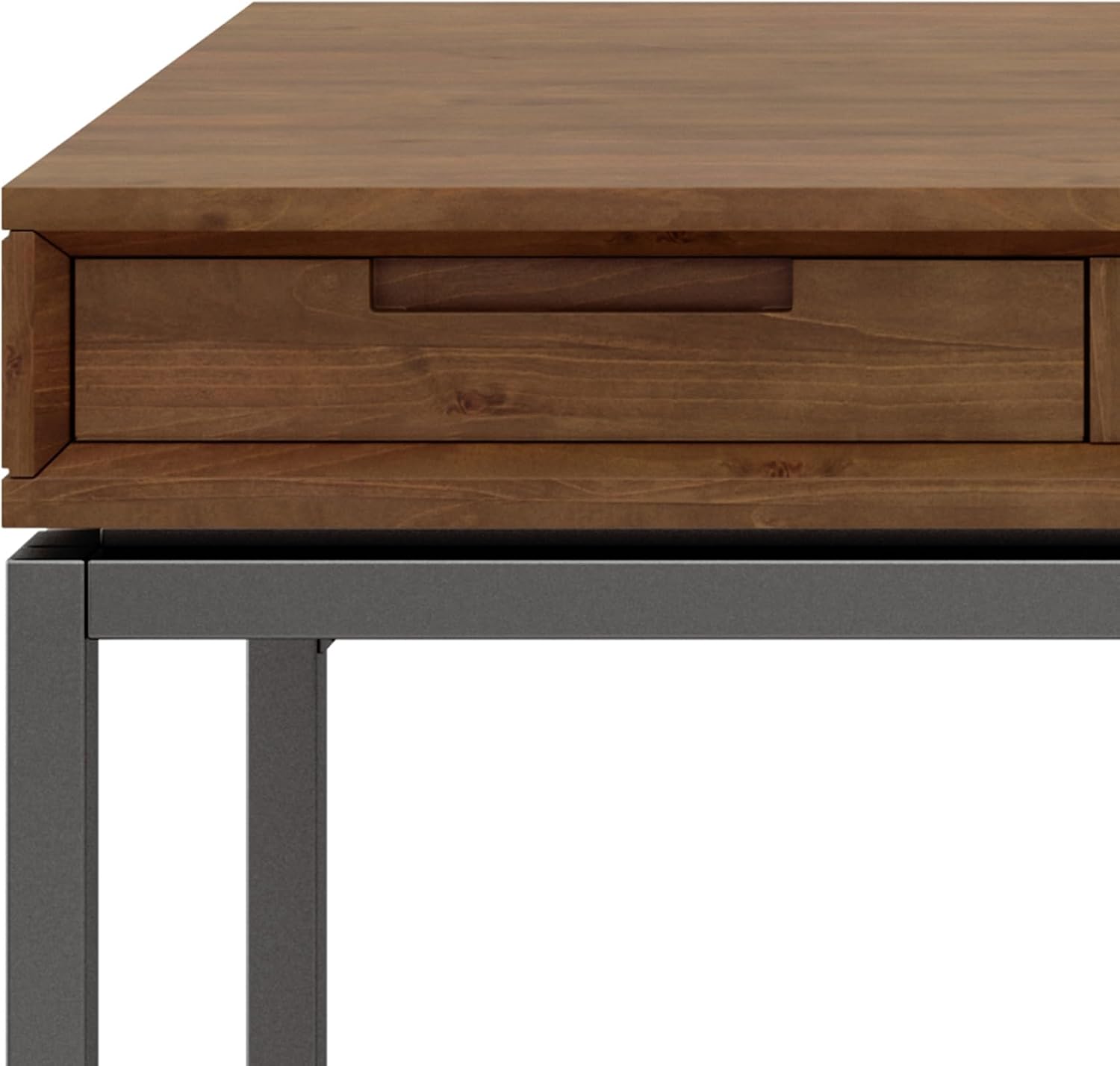 SIMPLIHOME Banting Desk - 60 Inch Wide Solid Wood and Metal Writing Desk in Medium Saddle Brown, Modern Industrial Home Office Computer Table for Study with 2 Drawers and Flip-Down Keyboard Tray