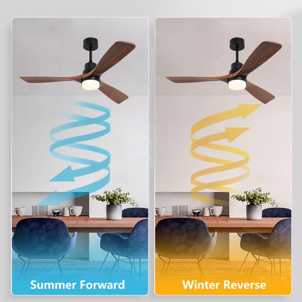 Wood Ceiling Fan with Lights Industrial Retro 42 inch Ceiling Fan with Light and Remote 3 Color Dimmable, Reversible Mute Farmhouse Ceiling Fan Outdoor Ceiling Fans for patios with Light