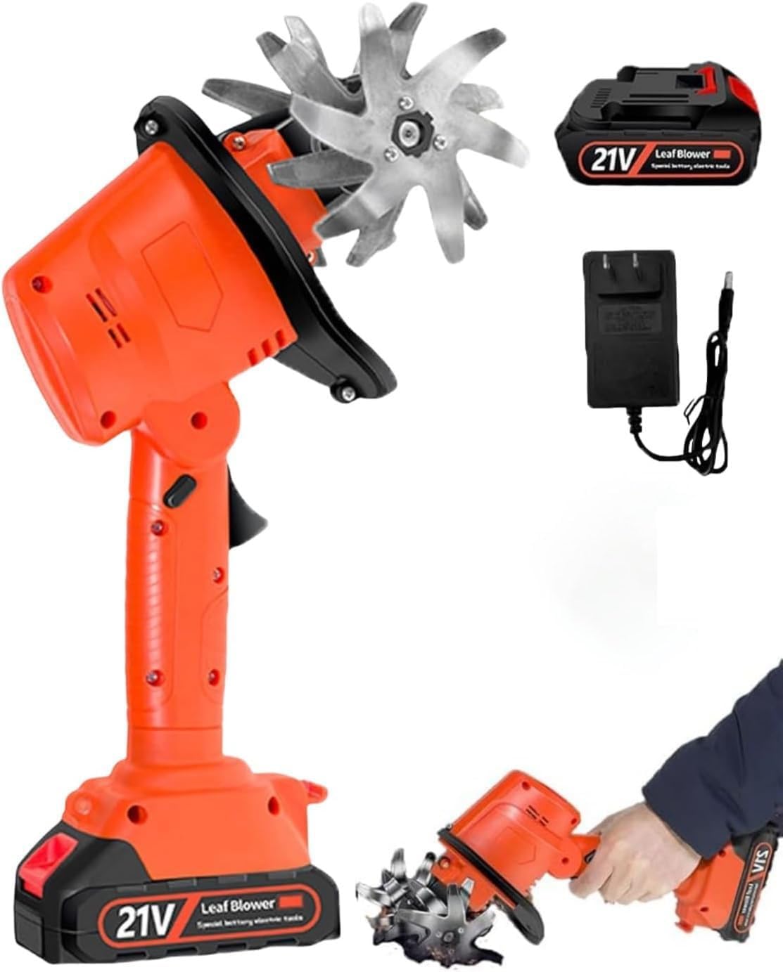 24v Cordless Electric Tiller Cultivator,Electric Garden Rotavator,Garden Soil Cultivator Rotavator,10cm Tilling Width,10cm Working Depth,for Farm,Yard,Lawn(1 Battery)