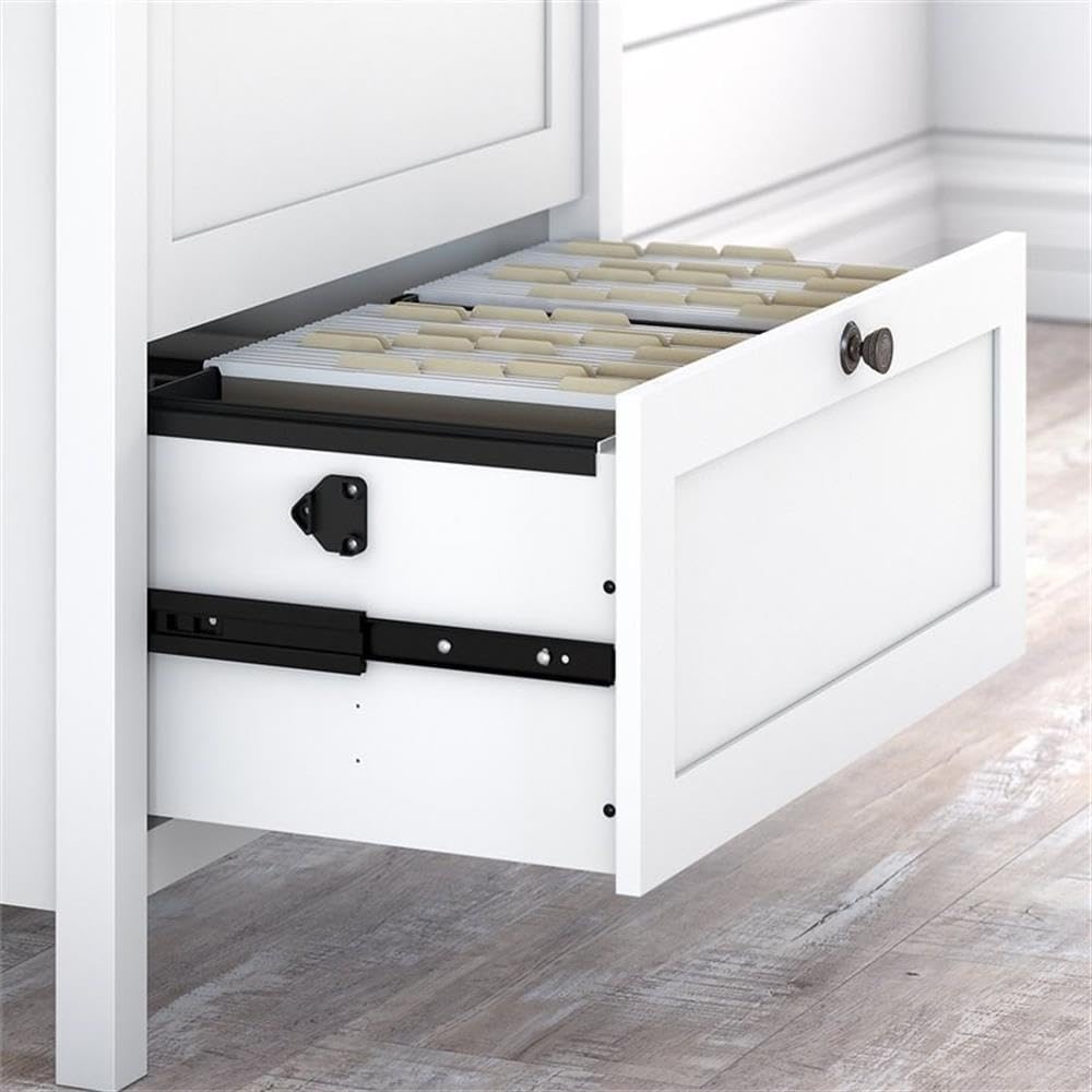 Bush Home Mayfield 2 Drawer Lateral File Cabinet in Pure White and Shiplap Gray