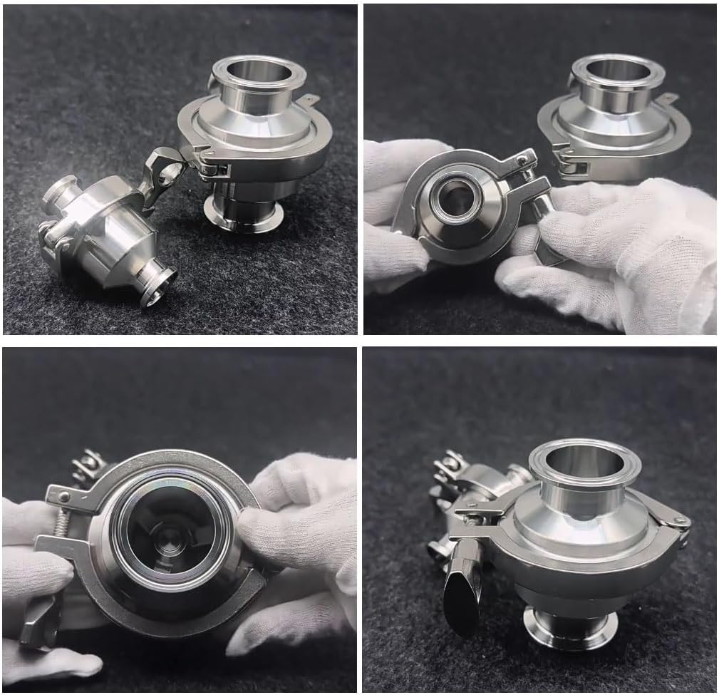 1pcs 19 25 32 38 51 57 63 76 89 102mm Sanitary Stainless Steel 304 Clamp Check Valve, No Negative Pressure Quick Opening Clamp Check Valve(102mm Ferrule 119)