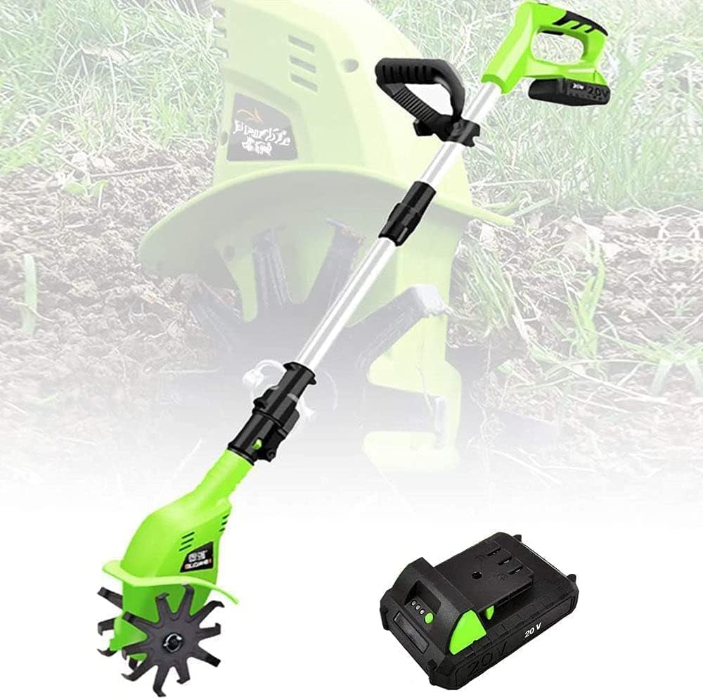 LXXW Electric Tiller Garden Power Rotavator/Cultivator with 4000mAh Rechargeable Battery and Charger Electric Cultivator