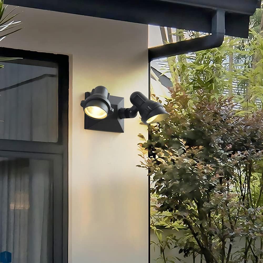 ICEMOB Double Head High Power Spotlight Wall Sconce LED-10W 3000K Landscape Lighting Wall Lamp The Black Die-cast Aluminum Lamp Body Is Waterproof Wall Sconce The Lamp Holder Can Be Rotated Outdoors W