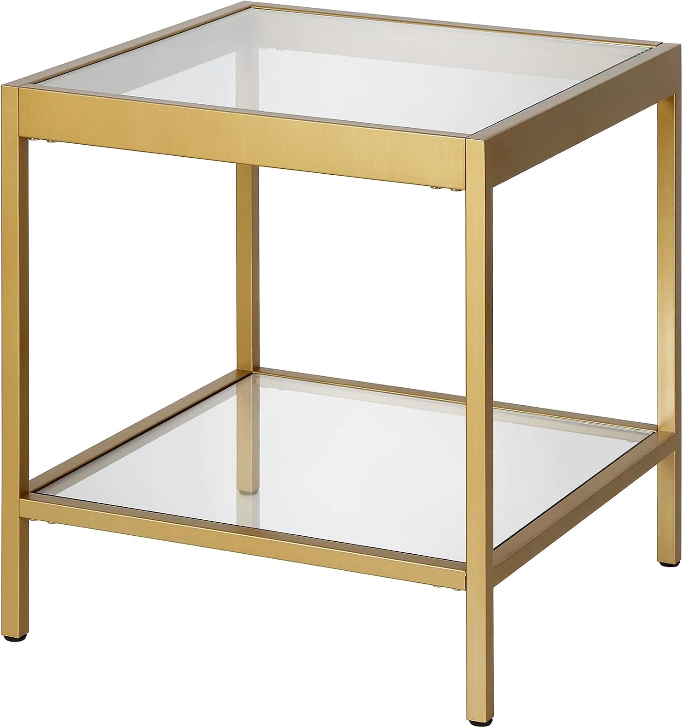 Henn&Hart 20' Wide Square Square Side Table in Brass, Table for Living Room, Bedroom