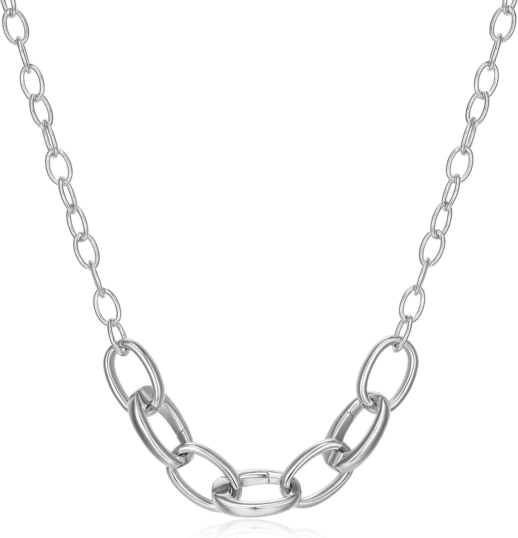 SCAMPER & CO .925 Sterling Silver Rhodium or 18k Yellow Gold Plated Carabiner Charm Necklaces for Women - Hypoallergenic Compatible Charms Sterling Silver Necklace for Women Modern Carabiner Design
