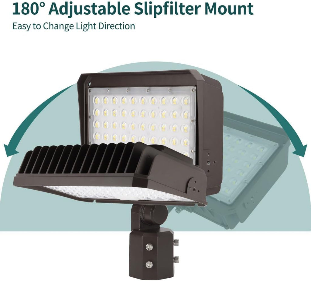 kadision 200W LED Flood Light with Dusk-to-Dawn Photocell, 200W/150W/100W Adjustable 26000lm 5000K 100-277V IP65 Waterproof, Slip Fitter Mount LED Parking Lot Light, ETL Listed