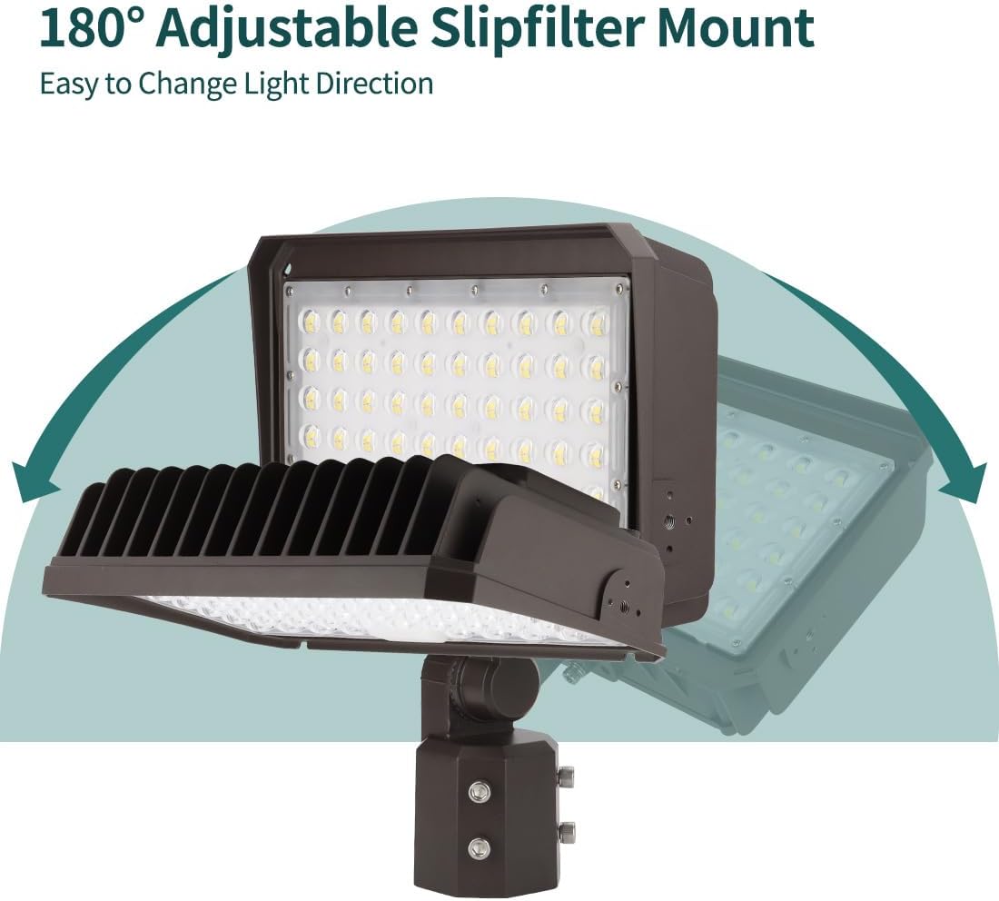 kadision 200W LED Flood Light with Dusk-to-Dawn Photocell, 200W/150W/100W Adjustable 26000lm 5000K 100-277V IP65 Waterproof, Slip Fitter Mount LED Parking Lot Light, ETL Listed