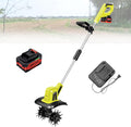 Electric Tiller, Cordless Electric Garden Rotavator - 25cm Working Width, 22cm Working Depth, 20V Soil Cultivator - Tiller with Safety Switch 1battery