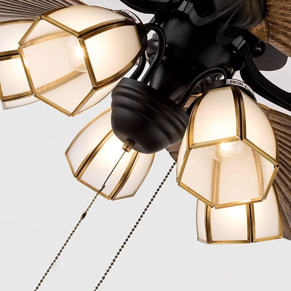Lamp Big Fan Blades Lighting Ceiling Fans Ceiling Fan Light 52in Retro Remote Control Creative Fan Fixture for Indoor Bedroom Energy Saving