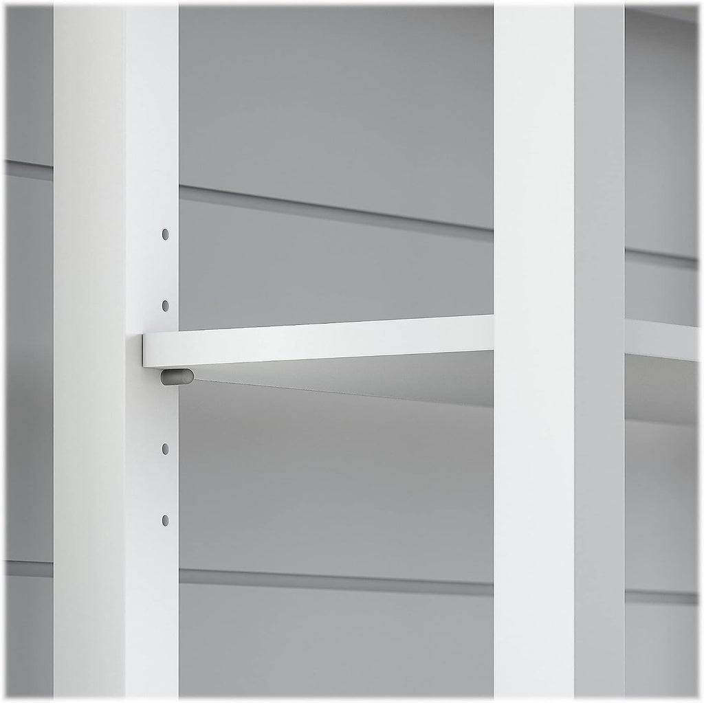 Bush Home Mayfield Bookcase with Drawers in Pure White and Shiplap Gray