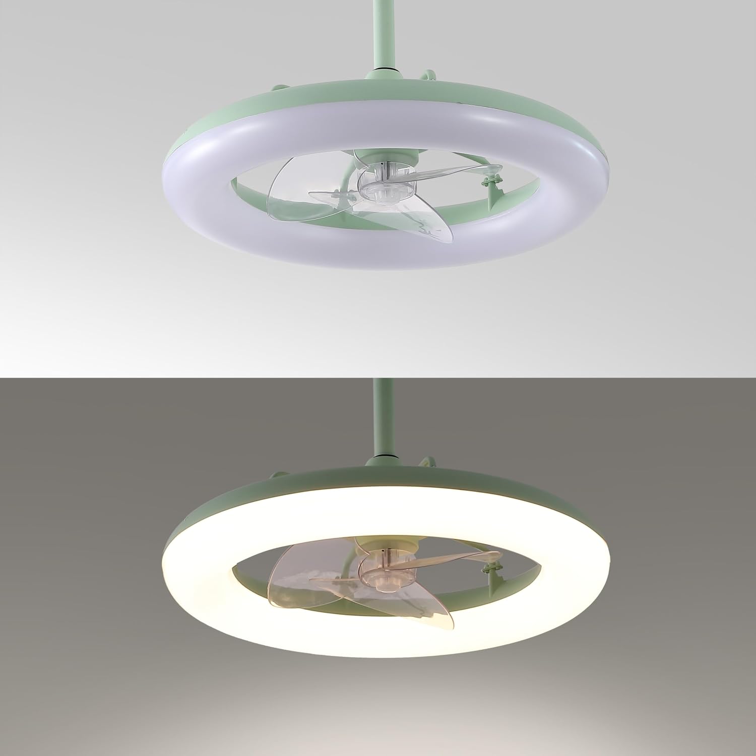 OVAL AIR AIR8001B Piero 21.5' Contemporary Minimalist 6-Speed Metal Mobile-App/Remote-Controlled Dimmable Smart Integrated LED Ceiling Fan Bedroom, Living Room, Dining Room, Pistachio Gelato